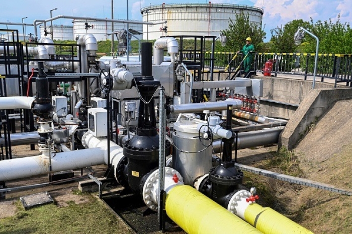 A receiving station along the Druzhba pipeline carrying Russian oil, outside Budapest, Hungary. (Photo by Attila Kisbenedek/AFP via Getty Images)