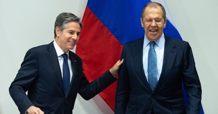 Secretary of State Antony Blinken and Russian Foreign Minister Sergei Lavrov meet in Geneva last January. (Photo by Alex Brandon / Pool / AFP via Getty Images)