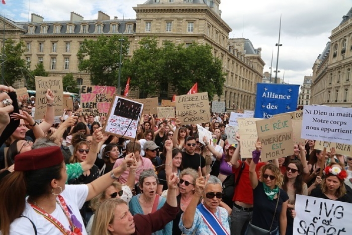 Women rally in central Paris, France on Sunday in response to the U.S. Supreme Court ruling. (Photo by Owen Franken - Corbis/Getty Images)