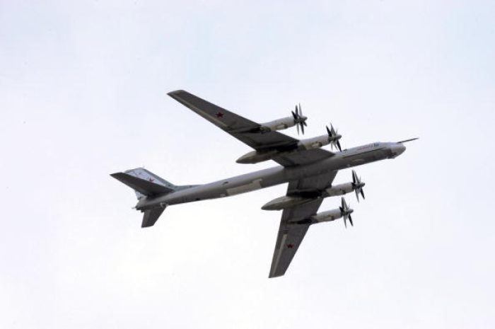 A Tupolev Tu-95 strategic bomber, one of Russia’s platforms for air-launched cruise missiles. (Photo by Alexander Nemenov/AFP via Getty Images)