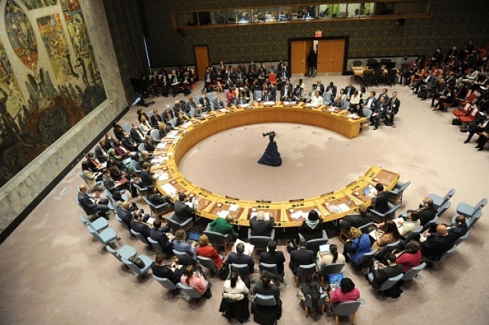 The United Nations Security Council meets in New York. (Photo by Andrea Renault/AFP via Getty Images)