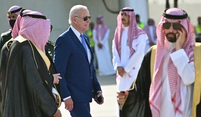 President Biden in Jeddah, Saudi Arabia last month. (Photo by Mandel Ngan / Pool / AFP via Getty Images)