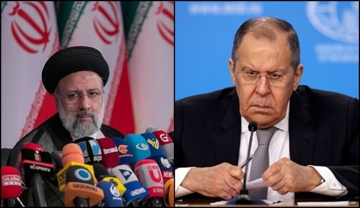 Russian Foreign Minister Sergei Lavrov and Iranian President Ebrahim Raisi. (Photos by Majid Saeedi / Dimitar Dilkoff/AFP via Getty Images)