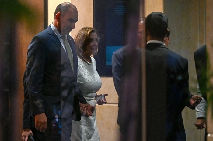House Speaker Nancy Pelosi leaves a reception organised by the American Chamber of Commerce in Singapore on August 1, 2022. (Photo by ROSLAN RAHMAN/AFP via Getty Images)
