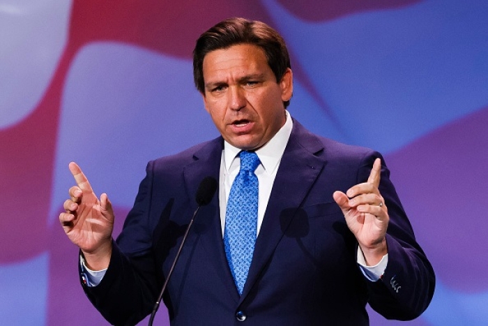 Florida Governor Ron DeSantis speaks at an event on November 19, 2022. (Photo by WADE VANDERVORT/AFP via Getty Images)