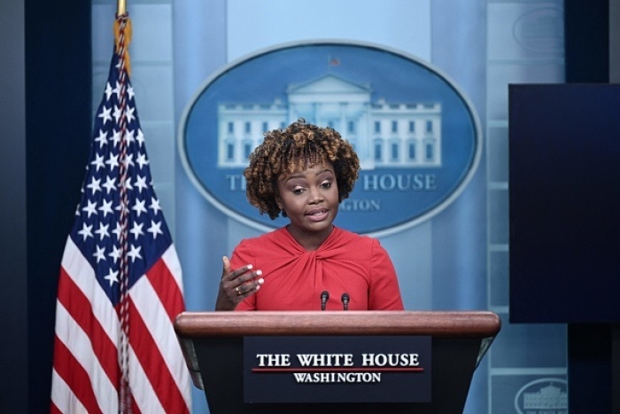 White House Press Secretary Karine Jean-Pierre speaks during the daily White House press briefing on December 5, 2022. (Photo by BRENDAN SMIALOWSKI/AFP via Getty Images) White House Press Secretary Karine Jean-Pierre speaks during the daily White House press briefing on December 5, 2022. (Photo by BRENDAN SMIALOWSKI/AFP via Getty Images)