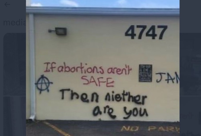 Vandalism at a crisis pregnancy center. (For illustration purposes only. Screenshot) Vandalism at a crisis pregnancy center. (For illustration purposes only. Screenshot)