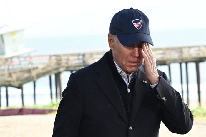 President Joe Biden takes a look at storm damage in Seacliff, California, on January 19, 2023. (Photo by ANDREW CABALLERO-REYNOLDS/AFP via Getty Images) President Joe Biden takes a look at storm damage in Seacliff, California, on January 19, 2023. (Photo by ANDREW CABALLERO-REYNOLDS/AFP via Getty Images)