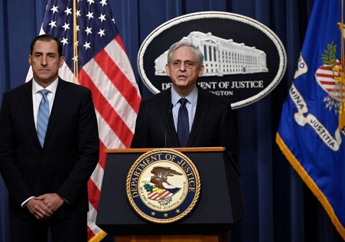 Attorney General Merrick Garland names an independent special counsel to probe President Joe Biden's alleged mishandling of classified documents on January 12, 2023. On left is US Attorney John Lausch, who made the recommendation to Garland. (Photo by OLIVIER DOULIERY/AFP via Getty Images) Attorney General Merrick Garland names an independent special counsel to probe President Joe Biden's alleged mishandling of classified documents on January 12, 2023. On left is US Attorney John Lausch, who made the recommendation to Garland. (Photo by OLIVIER DOULIERY/AFP via Getty Images)