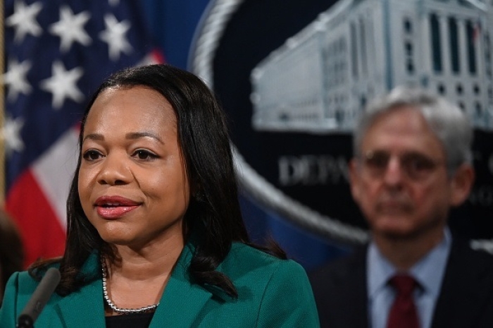 Assistant Attorney General Kristen Clarke for the Justice Department's Civil Rights Division appears with Attorney General Merrick Garland at the Justice Department on June 25, 2021. (Photo by JIM WATSON/AFP via Getty Images) Assistant Attorney General Kristen Clarke for the Justice Department's Civil Rights Division appears with Attorney General Merrick Garland at the Justice Department on June 25, 2021. (Photo by JIM WATSON/AFP via Getty Images)
