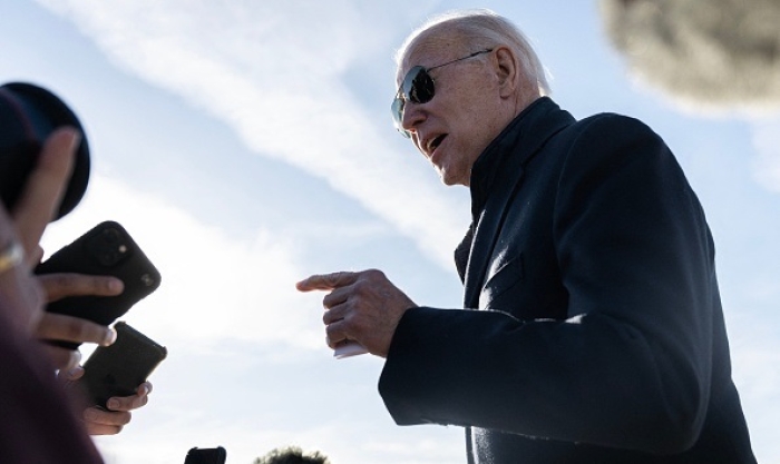 President Joe Biden speaks to reporters in Hagerstown, Maryland, on February 4, 2023. (Photo by ANDREW CABALLERO-REYNOLDS/AFP via Getty Images) President Joe Biden speaks to reporters in Hagerstown, Maryland, on February 4, 2023. (Photo by ANDREW CABALLERO-REYNOLDS/AFP via Getty Images)