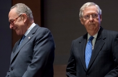 Senate Majority Leader Mitch McConnell and Minority Leader Chuck Schumer. (Photo by Saul Loeb/AFP via Getty Images)