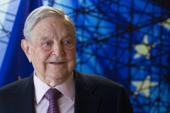 George Soros, Founder and Chairman of the Open Society Foundations arrives for a meeting in Brussels, on April 27, 2017. (Photo credit: OLIVIER HOSLET/AFP via Getty Images)