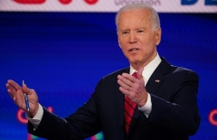 Joe Biden explains his stand on the issues at the March 15, 2020 debate hosted by CNN in Washington, D.C. (Photo by Mandel NGAN/AFP via Getty Images)