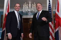 Secretary of State Mike Pompeo and British Foreign Secretary Dominic Raab. (Photo by Eric Baradat/AFP via Getty Images)