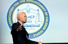 Former VP and presumptive Democrat presidential candidate Joe Biden addresses an NAACP presidential forum in Detroit, Mich. last July. (Photo by Jeff Kowalsky/AFP via Getty Images)