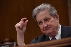 Senator John Kennedy (R-LA) questions Ajit Pai, Chairman of the Federal Communications Commission, during an oversight hearing to examine the Federal Communications Commission spectrum auctions program for fiscal year 2021 on June 16, 2020 in Washington,DC. (Photo by TONI L. SANDYS/POOL/AFP via Getty Images)