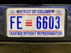 A DC license plate is displayed in Washigton, DC on June 26, 2020. - Democratic leaders will vote later during the day on a DC statehood bill in the House of Representatives. (Photo by DANIEL SLIM/AFP via Getty Images)