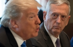 President Donald Trump and Secretary of Defense Jim Mattis at a Cabinet Meeting in 2017. (Photo by SAUL LOEB/AFP via Getty Images)