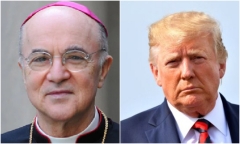 Archbishop Carlo Vigano, the former Vatican ambassador to the United States, and President Donald Trump. (Getty Images)