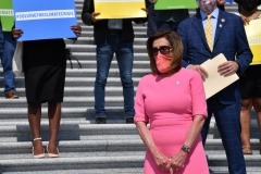 Speaker of the House Nancy Pelosi (D-CA) joins other House Democrats before unveiling a climate change package proposal on June 30, 2020 on Capitol Hill in Washington, DC. (Photo by NICHOLAS KAMM/AFP via Getty Images)