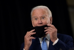 Democratic presidential candidate Joe Biden answers questions after speaking about the coronavirus pandemic and the economy on June 30, 2020, in Wilmington, Delaware. (Photo by BRENDAN SMIALOWSKI/AFP via Getty Images)