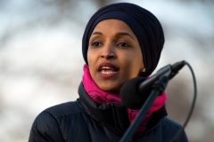 U.S. Congresswoman Ilhan Omar, D-MN, speaks on Capitol Hill in Washington, D.C., on January 9, 2020, during a rally on "No War with Iran." (Photo credit: JIM WATSON/AFP via Getty Images)