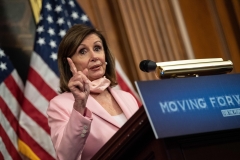 U.S. House Speaker Nancy Pelosi speaks during the unveiling of the Moving Forward Act, legislation to rebuild the country's infrastructure, at the US Capitol in Washington, DC, on June 18, 2020. (Photo credit: NICHOLAS KAMM/AFP via Getty Images)