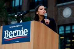 Rep. Alexandria Ocasio-Cortez campaigned for Sen. Bernie Sanders, and then after he ended his presidential campaign co-chaired a Sanders-Biden "unity taskforce" on climate. (Photo by Jeff Kowalsky/AFP via Getty Images)