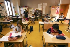 Classroom instruction continues in France, as U.S. schools remain closed. (Photo by FREDERICK FLORIN/AFP via Getty Images)