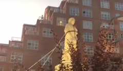 Christopher Columbus statue in Little Italy, Baltimore, Md., just prior to being torn down by radical protesters. (Screenshot, YouTube)