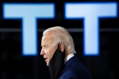 Democrat presidential candidate Joe Biden discusses his economic recovery plan for working families, on July 21, 2020, in New Castle, Delaware. (Photo by BRENDAN SMIALOWSKI/AFP via Getty Images)