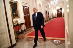 President Donald Trump walks through the East Room of the White House on July 22, 2020. (Photo by BRENDAN SMIALOWSKI/AFP via Getty Images)