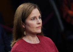 Supreme Court nominee Amy Coney Barrett listens during a confirmation hearing before the Senate Judiciary Committee on Capitol Hill. (Photo credit: KEVIN DIETSCH/POOL/AFP via Getty Images)