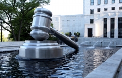 A sculpture of a gavel sits outside the Ohio Supreme Court. (Photo credit: Raymond Boyd/Getty Images)