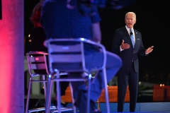 Democratic presidential nominee and former Vice President Joe Biden participates in an NBC Town Hall event at the Perez Art Museum in Miami, Florida on October 5, 2020. (Photo by ROBERTO SCHMIDT/AFP via Getty Images)