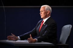 Vice President Mike Pence Mike Pence gestures as he speaks during the vice presidential debate in Kingsbury Hall at the University of Utah on October 7, 2020, in Salt Lake City, Utah. (Photo by ROBYN BECK/AFP via Getty Images)