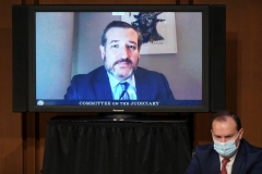 Senator Ted Cruz, a Republican from Texas, speaks via videoconference speaks during a Senate Judiciary Committee confirmation hearing in Washington, DC, October 12, 2020. (Photo by STEFANI REYNOLDS/POOL/AFP via Getty Images)