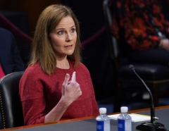 Supreme Court nominee Judge Amy Coney Barrett speaks during the second day of her Senate Judiciary committee confirmation hearing on Capitol Hill on October 13, 2020 in Washington, DC. - President Donald Trump's US Supreme Court nominee Amy Coney Barrett faces a sharply divided Senate October 13, 2020 for her first question-and-answer session, with Republicans praising her faith and qualifications and Democrats set to bombard her over healthcare. (Photo by KEVIN DIETSCH