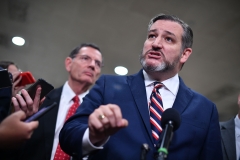Sen. Ted Cruz speaks to the media during a recess in the impeachment trial of President Donald Trump. (Photo credit: MANDEL NGAN/AFP via Getty Images)