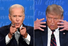 Trump and Biden faced off in Cleveland on Sept. 29. (Photo by JIM WATSON,SAUL LOEB/AFP via Getty Images)