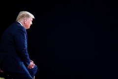 President Donald Trump participates in an NBC News town hall event in Miami on October 15, 2020. (P