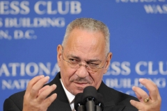 The Reverend Dr. Jeremiah A. Wright Jr., senior pastor of the Trinity United Church of Christ in Chicago, speaks at the National Press Club. (Photo credit: Ken Cedeno/Corbis via Getty Images)