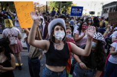 A pro-Joe Biden crowd in Boston, Nov. 7, 2020. (Photo by Erin Clark/The Boston Globe via Getty Images)