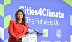 San Francisco Mayor London Breed speaks during the C40 Cities For Climate The Future Is Us kickoff event at San Francisco's City Hall on Sept. 12, 2018. (Photo credit: JOSH EDELSON/AFP via Getty Images)