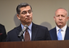 California Attorney General Xavier Becerra speaks to members of the media about the investigation of the shooting death of Stephon Clark in Sacramento, California on March 27, 2018. (Photo credit: JOSH EDELSON/AFP via Getty Images)
