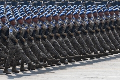 The Chinese People's Liberation Army marches through Tiananmen Square in Beijing on October 1, 2019, to mark the 70th anniversary of the founding of the Peoples Republic of China. (Photo by GREG BAKER/AFP via Getty Images)