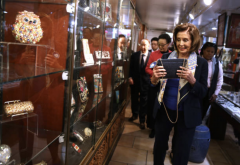 Nancy Pelosi at Canton Bazaar in San Francisco's Chinatown, Feb. 24, 2020. (Photo by Justin Sullivan/Getty Images)