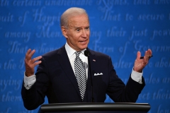 Joe Biden participates in a presidential debate. (Photo credit: JIM WATSON/AFP via Getty Images)