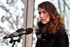 Tatiana Schlossberg, granddaughter of former President John F. Kennedy speaks during a memorial service to mark the 50th anniversary of his assassination. (Photo credit: BEN STANSALL/AFP via Getty Images)